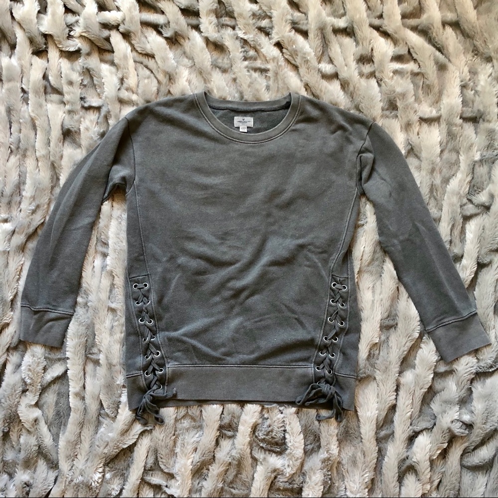 American Eagle Sweatshirt with Lace Up Details
